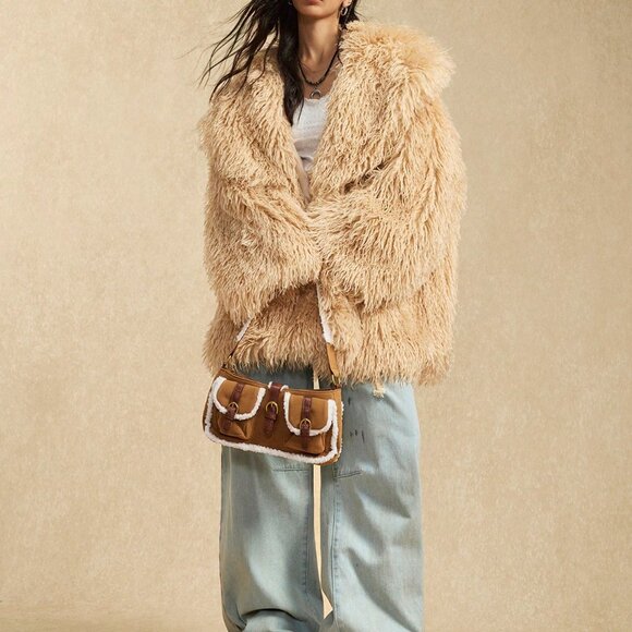 Khaki Casual Women's Nomadic Oversized Faux Fur Jacket - Picture 3 of 9